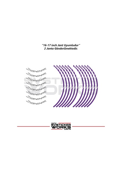 Bajaj Dominar Jant Sticker Dış Ve İç Set Sticker Jant Şeridi Mor