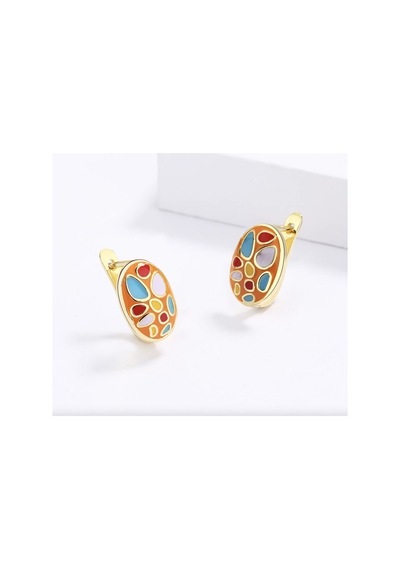 Glaze Modern El Yapımı Emaye 925 Ayar Gümüş 14 Ayar Altın Kaplı Hediye Özel Tasarım Kolye Küpe Seti Metalik Gri