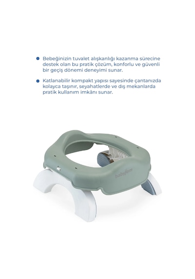 Babyjem Portatif Katlanabilir Lazımlık Soft Yeşil New Color