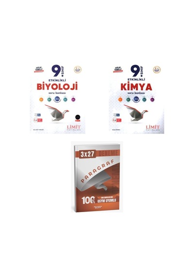 2027 Limit 9. Sınıf Etkinlikli Maarif Biyoloji + Kimya Soru + Anla Kazan Paragraf Deneme 3'lü Set