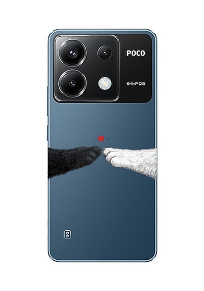 Poco X6 Pro Uyumlu Kedi & Köpek Pati Dokunuşu Kalp Desenli Baskılı Silikon Kılıf