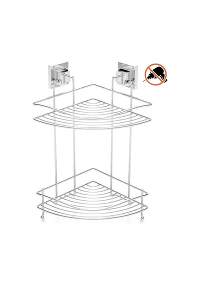 Tekno Tel Ef-253 Yapışkanlı 2 Katlı Köşelik Banyo Rafı Krom