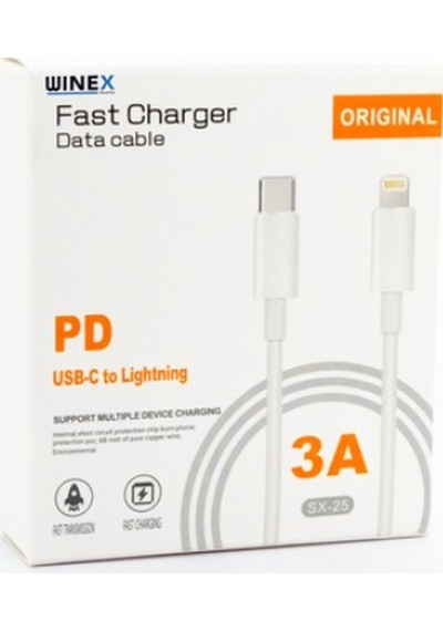 Winex SX253M 3 A 45 W Type-C To Lightning 3 M Data Hızlı Şarj Kablosu