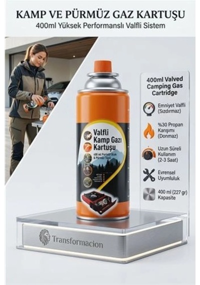 Valfli Kamp Gazı Kartuşu 400 Ml - Portatif Ocak & Pürmüz Tüpü 723212