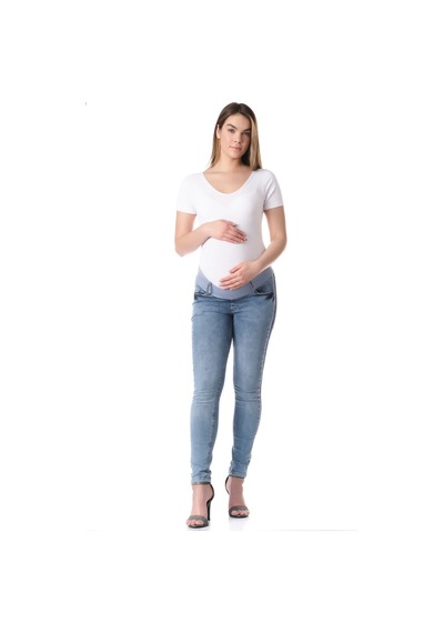 Busa Hamile Alt Karın Bantlı Skinny Kot Pantolon Açık Mavi-açıkmavi