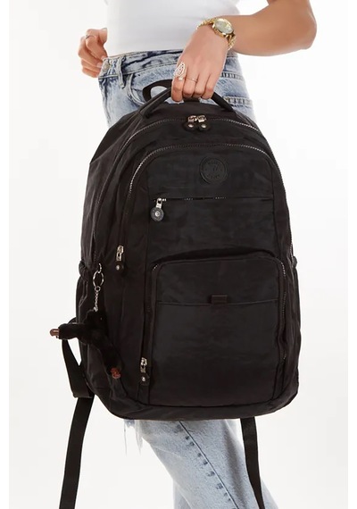 Bizoon Np288 Unisex Su Geçirmez Kumaş Günlük Okul Seyahat Siyah Sırt Çantası