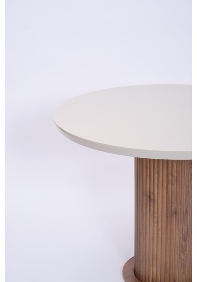 Bohem Yuvarlak Lak Panel Mutfak Masası 100cm Krem