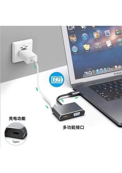 Type-c Hub Dönüştürücü Kablo Hdmı Vga Usb 3.0 Type-c 87w Çoklayıcı
