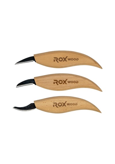 Rox Wood 0376 Ahşap Yontma Ve Oyma Bıçağı 3'lü Set