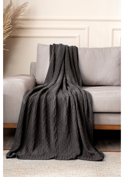 Mendi Gri Akrilik Throw Tv Battaniyesi 130x170 2533 Gri