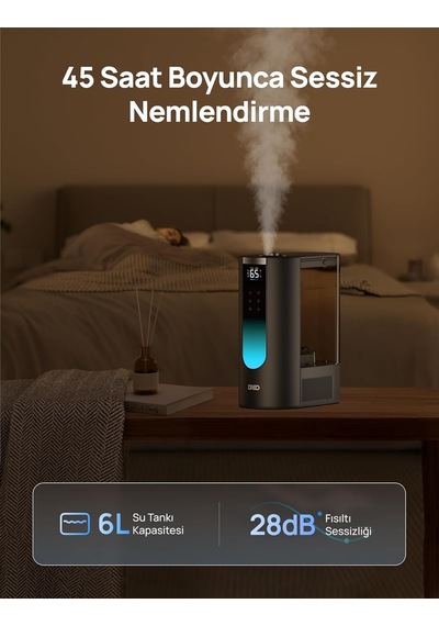 6l Akıllı Nemlendirici Büyük Oda 600ft², 80 Saat Çalışma Süresi Süper Boyutlu Sıcak Ve Soğuk Sisli Nemlendiriciler Yatak Odası Bebek, 28db Sessiz Hava Nemlendiricisi Bitkiler, Ev, Tüm Ev İçin