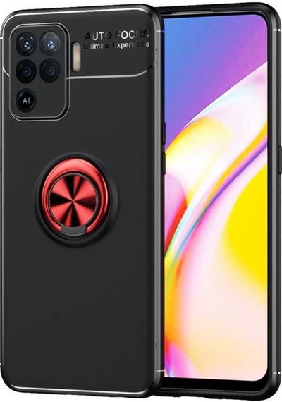 Oppo Reno 5 Lite Kılıf Zore Ravel Silikon Kapak Siyah-Kırmızı
