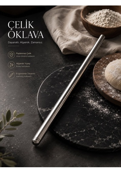 Morponi Masterchef Paslanmaz Çelik 80 Cm Hamur Açma Oklava