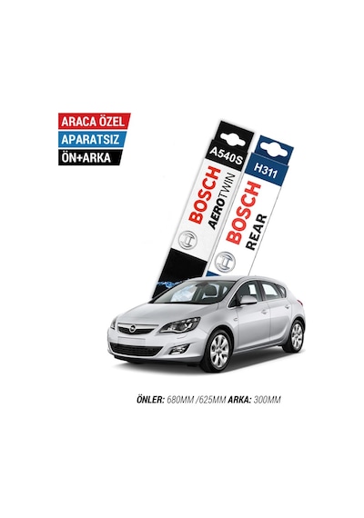 Opel Astra J Ön Arka Silecek Seti 2009-2015 Bosch Aerotwin