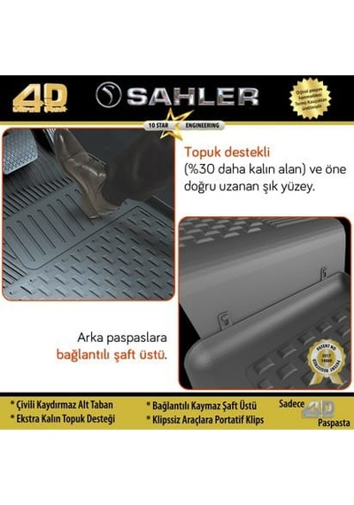 Ford Connect 2002 - 2013 Sahler 4,5D Araca Özel Havuzlu Paspas