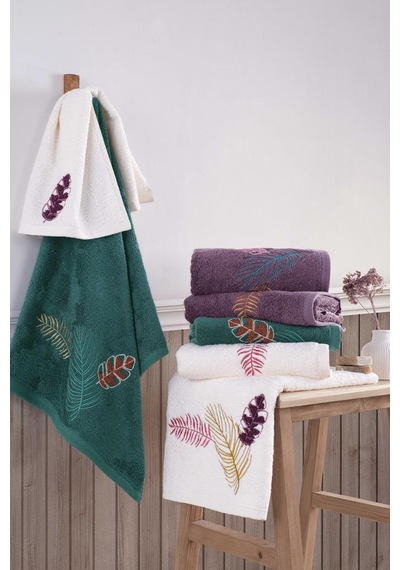 Talia Nakışlı Çeyizlik 6lı Bambu El Yüz Havlusu 50x90 Cm Çok Renkli