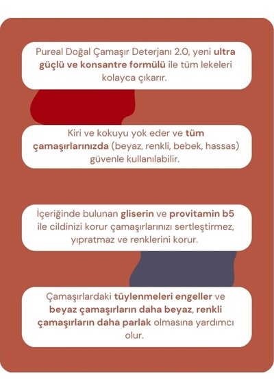Pureal Doğal Çamaşır Deterjanı - 60 Yıkama 1 Kg