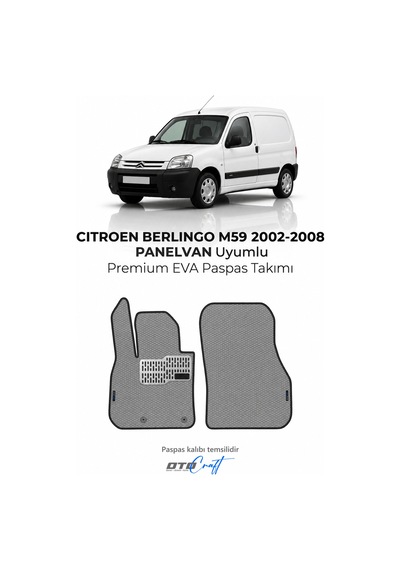 Otocraft Citroen Berlingo M59 2002-2008 Panelvan Uyumlu Gri 3d Havuzlu Eva Oto Paspas Takımı 2 Parça Araca Özel
