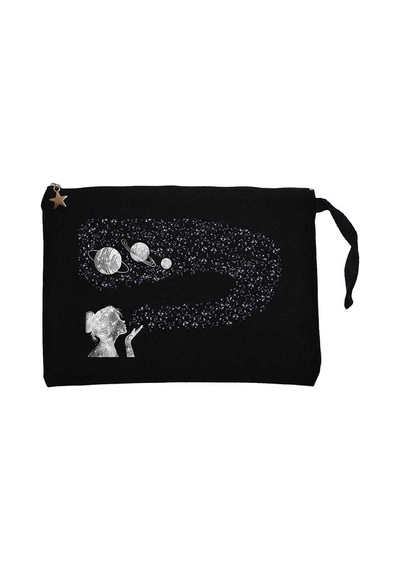 Galaksi Woman Siyah Clutch Astarlı Cüzdan / El Çantası