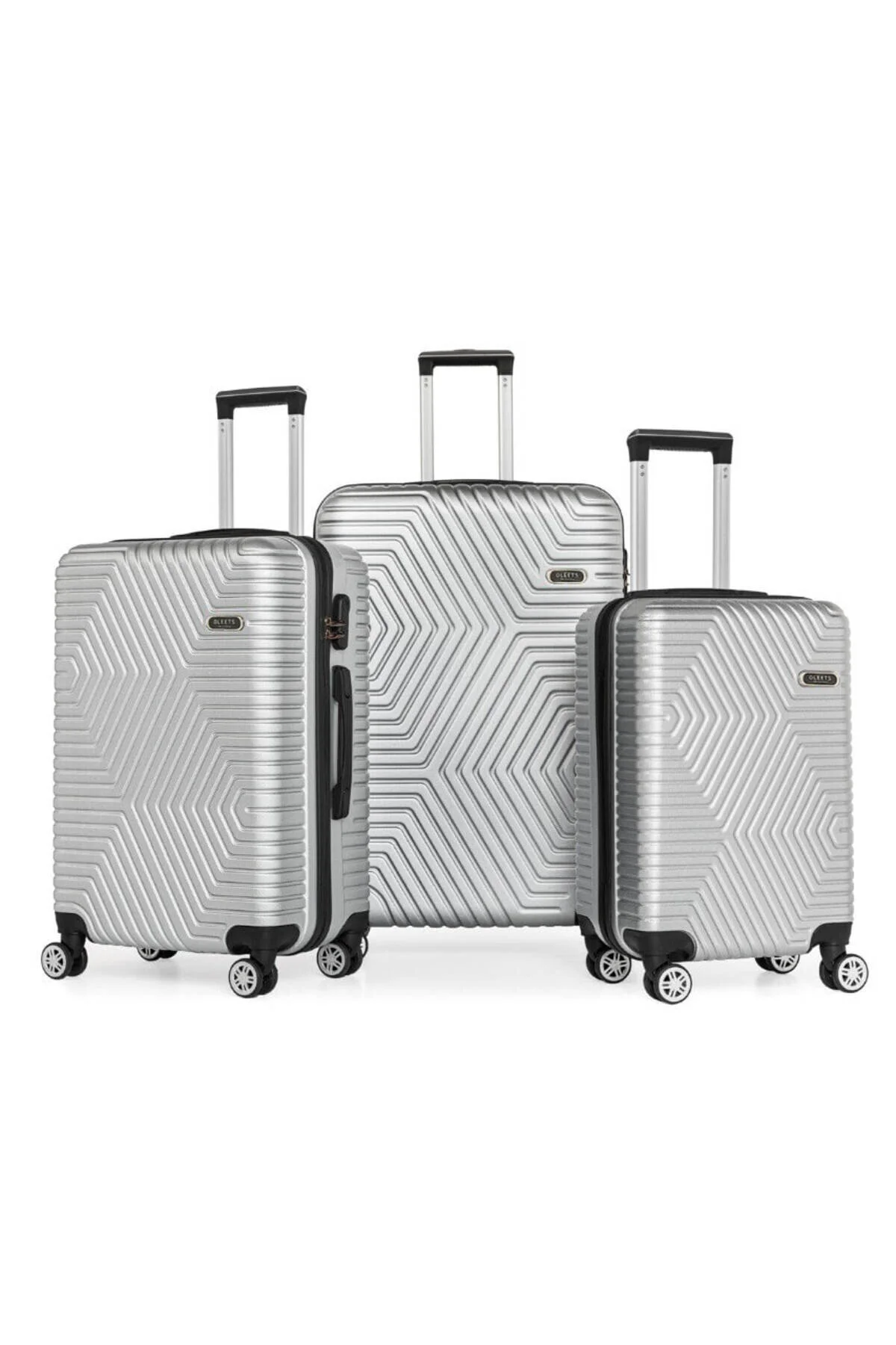 Oleets Unisex 4 Tekerli Kilitli 3'lü Set Valiz-bavul Gri