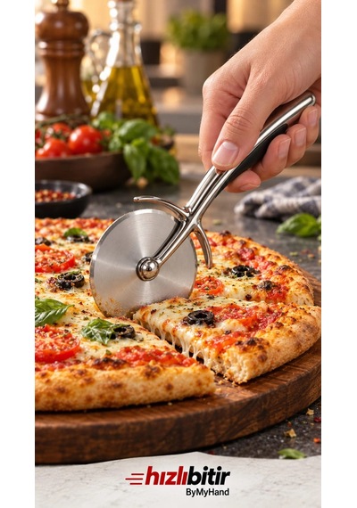 Bymyhand Paslanmaz Çelik Pizza Ve Hamur Kesici Metalik