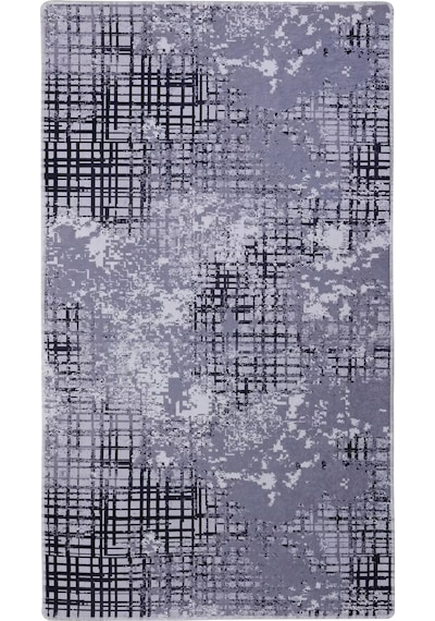 Dijidekor Halı Siyah 8881 Yıkanabilir Saçaksız Kesme İnce Yolluk Kilim Salon Halısı Modelleri Çok Renkli