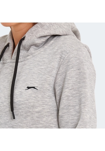 Slazenger KESHIAN IN Kadın Kapüşonlu Cepli Gri Sweatshirt