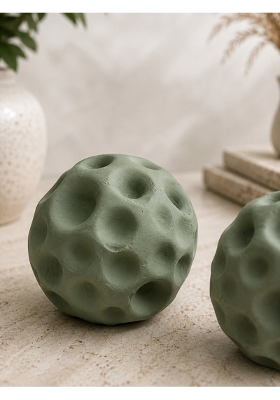 2'li Ay Dekor Objesi Yeşil Modern Ay Heykeli Masa Üstü Raf Dekoru Minimalist Ev Dekorasyonu