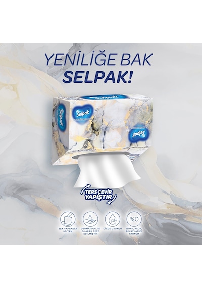 Selpak El Ve Yüz Havlusu Kutulu Mermer Desen 80 Yaprak