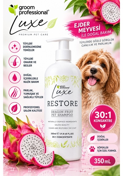 Groom Professional Luxe Ejder Meyveli Tüy Onarıcı Köpek Şampuanı 350 Ml 1:30 Konsantre