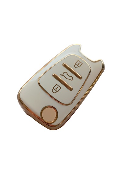 Kia Rio Ceed Sportage Bongo Uyumlu Anahtar Kumanda Kılıfı Beyaz Gold