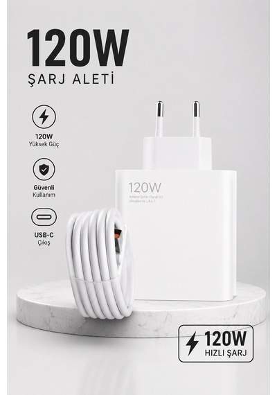 Turbo Hızlı Şarj Destekli 120w Usb-c Şarj Seti - Lisinya