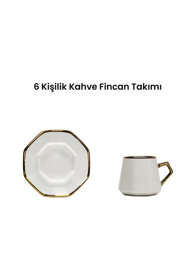 Enza Milas 6'lı Porselen Kahve Fincanı Takımı Beyaz