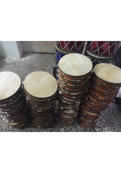 Derili Ahşap Kasnak Zilli Tef Çap 22 Cm