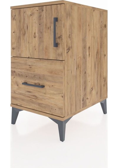 Kronos Komodin 2 Raflı Tek Çekmeceli Tek Kapaklı 44x59x80 Çam-çam Atlas Çam