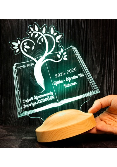 3D Led Lamba 3 Boyutlu Sevgili Öğretmenim Kişiye Özel Gecelambası