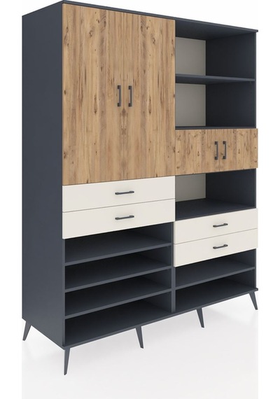 Kronos Gardrop 11 Raflı 4 Çekmeceli 4 Kapaklı 176x59x221 Antrasit-çam/aytaşı Çam/aytaşı Kronos Gardrop 11 Raflı 4 Çekmeceli 4 Kapaklı 176x59x221 Antrasit-çam/aytaşı Çam/aytaşı