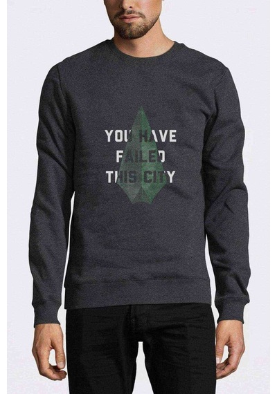 Arrow You Have Failed This City Baskılı Füme Erkek Sweatshirt