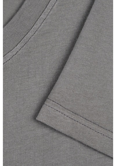 Goffra Kadın Vision V Yaka Premium Kalite Yoğun Dokulu Pamuklu T-shirt Koyu Gri W102-r0220-05
