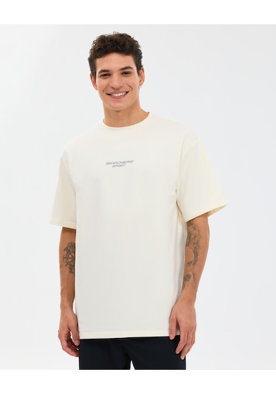 Skechers M Graphic Tee Reflect Logo Oversize T-shirt Erkek Beyaz Tshirt S231094-3855
