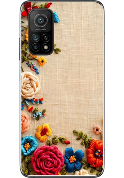 Xiaomi Mi 10 T Uyumlu İşlemeli İğne Oyası Baskılı Silikon Kılıf Renkli