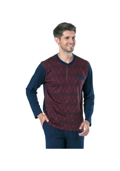 Pierre Cardin 5431 Erkek Üç Düğmeli Cepli Pijama Takımı Bordo