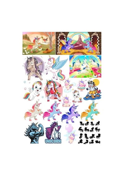 Unicorn Sticker Set 6 16 Parça Telefon, Tablet, Defter, Laptop Sticker