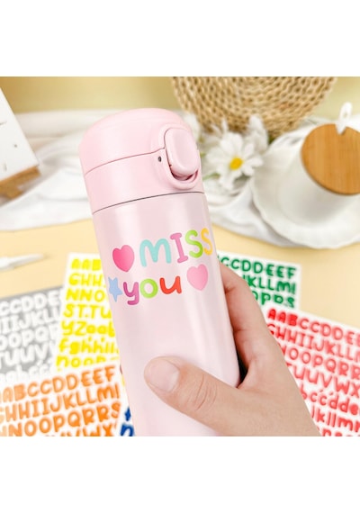Dayanıklı Pastel Laptop Defter Telefon Etiketleri Alfabe Sticker Sayfası Çok Renkli