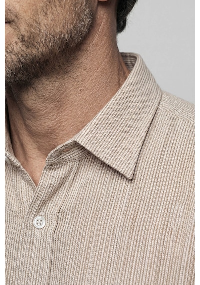 Bisse Regular Fit Spor Yaka Pamuk Keten Sarı Erkek Gömlek Gmktn3sp224007 D17
