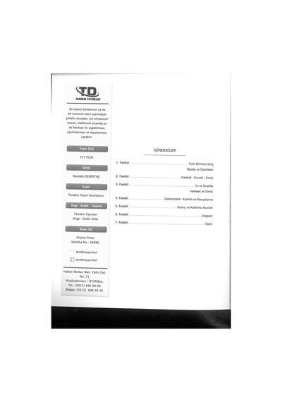 Tandem Tyt Fizik Fasikül Soru Bankası