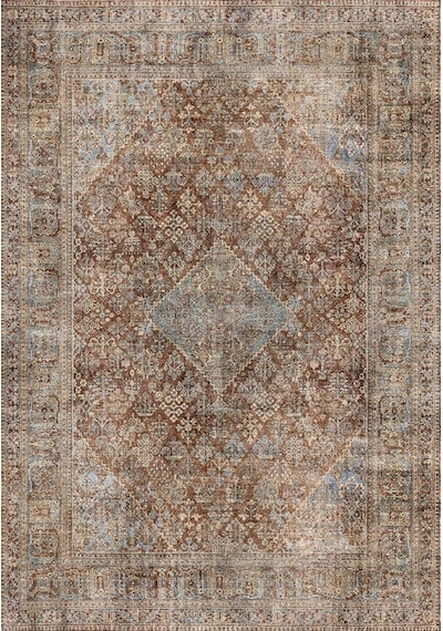 Çam Halı Anatolia 32-047 Etnik Eskitme Desenli Dokuma Tabanlı Yıkanabilir Şönil Salon Ve Oda Halısı 3multi