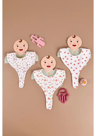 E&f Store Kız Bebek 3'lü Sıvı Geçirmez Emzik Tutucu Mama Önlüğü - Model 4 Çok Renkli