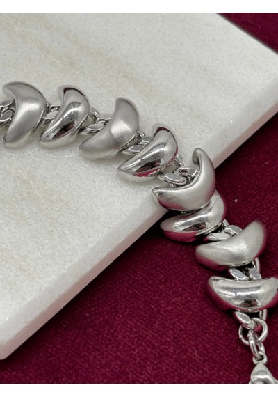 Parlak Ve Mat Silver Renkli V Şekilli Bileklik Silver