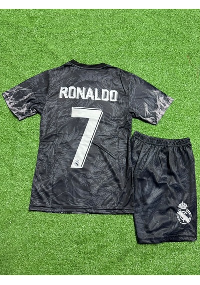 Real Madrid Ronaldo 7 Çocuk Futbol Forması Siyah Çok Renkli